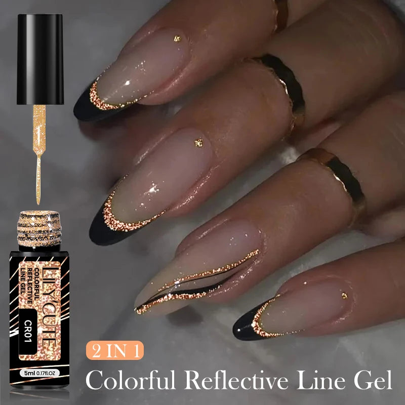 Silver Metallic Gel Nail Polish Liner – Super Bright Mirror Pull Line Art Pen