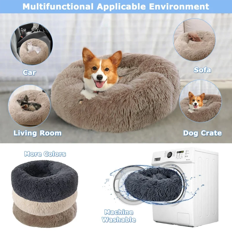 New Cat Dog Bed Super Soft Pet Cat Bed Pet Mattress Plush Washable Calm Donut Bed Comfortable Sleeping Artifact Suitable Winter
