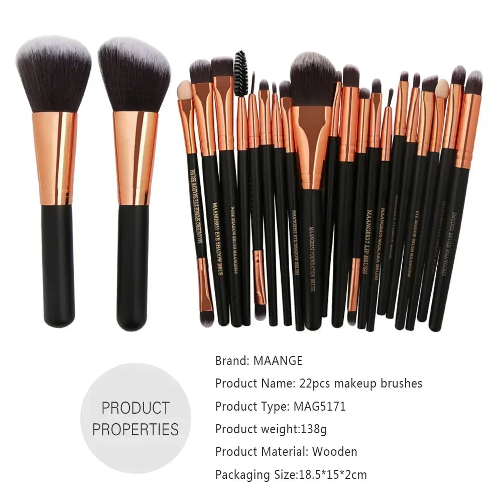 3–22 Piece Professional Makeup Brush Set – Full Face Eyeshadow & Cosmetic Tools