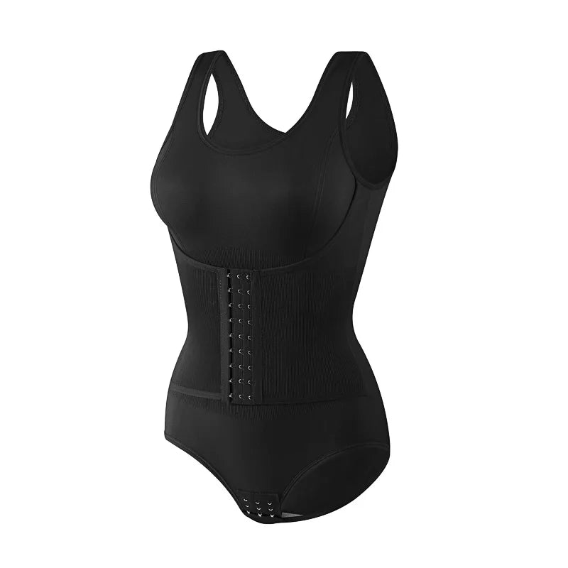 Double-Breasted Tummy Control Bodysuit – Postpartum Slimming Waist Trainer Corset