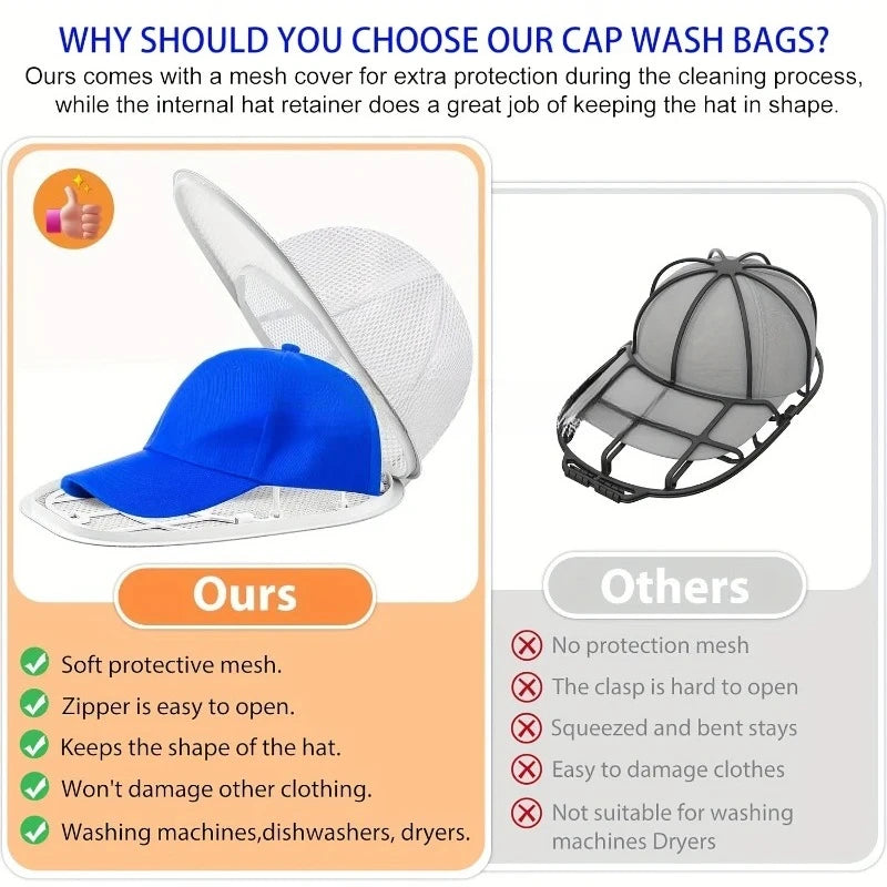 Portable Hat Washing Protection Bag – Anti-Deformation Mesh Cap Cleaner for Baseball Hats