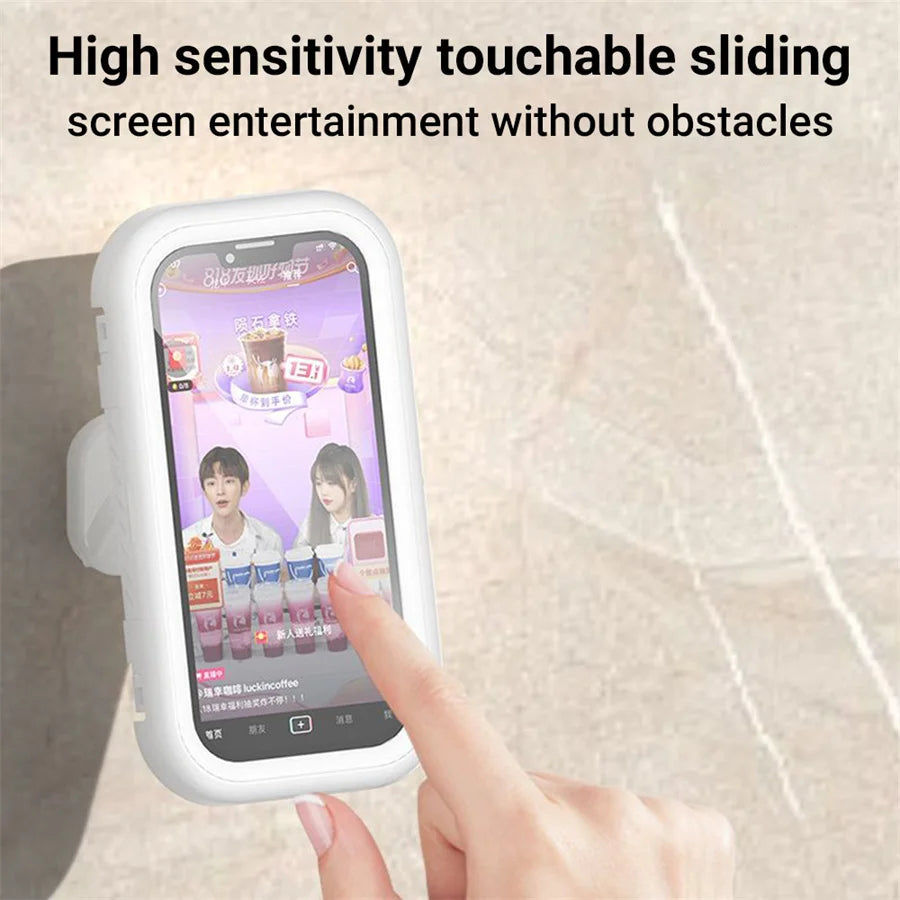 Waterproof Shower Phone Holder Rotation Angle Adjustable Telescoping Wall Mount Phone Holder for Bathroom Kitchen Bracket Stand