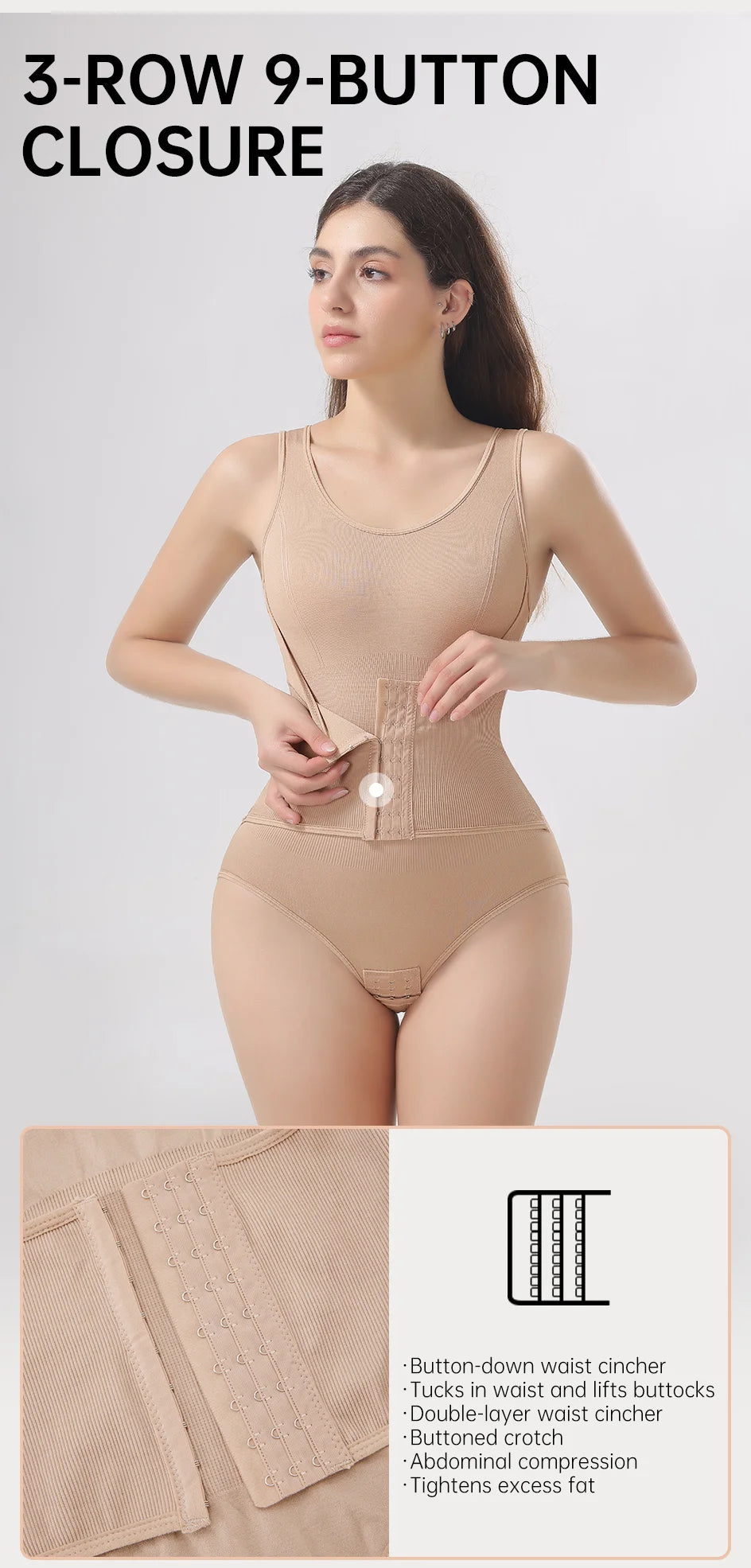 Women's Zippered Bodysuit Shapewear – Tummy Control Waist Trainer Corset Top