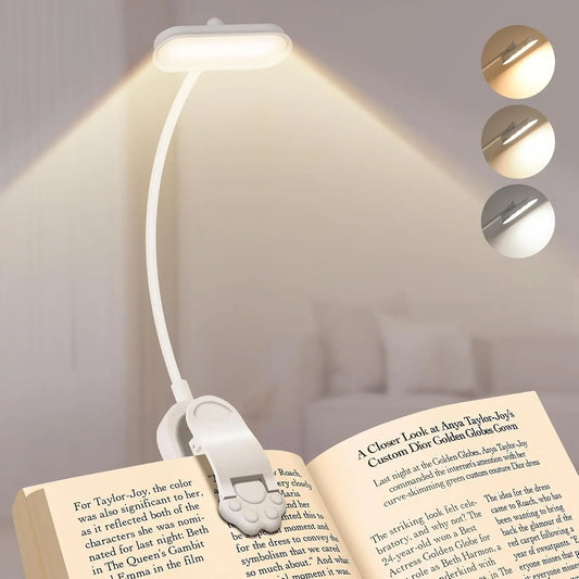 USB Rechargeable LED Book Light – Flexible Clip Reading Lamp