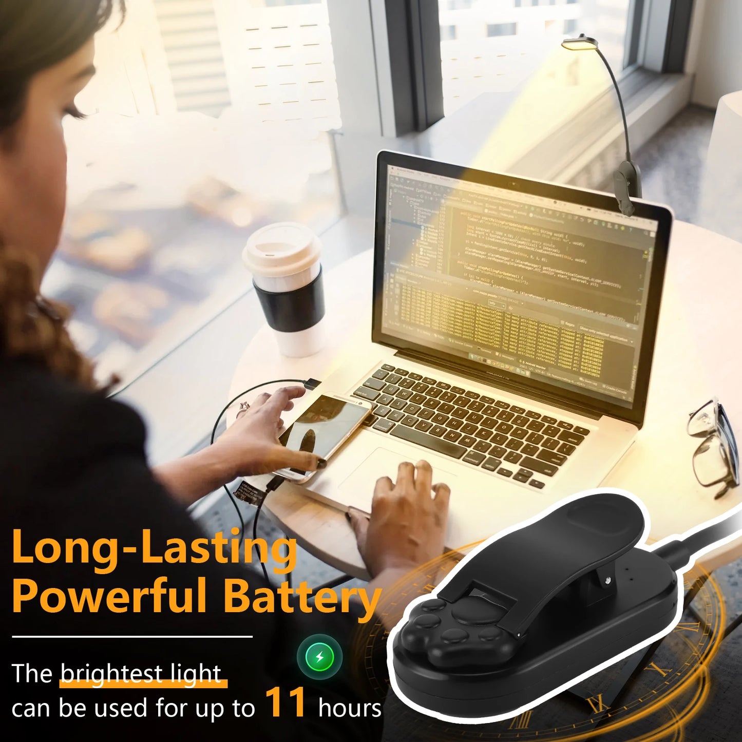 LED Book Light USB Rechargeable Reading Light 3-Level Warm Cool White Daylight Portable Flexible Easy Clip Night Reading Lamp