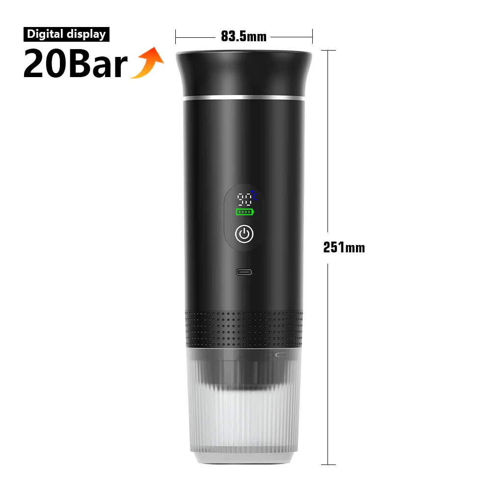 3-in-1 Portable Espresso Coffee Maker – Capsule, Powder & Travel Coffee Machine
