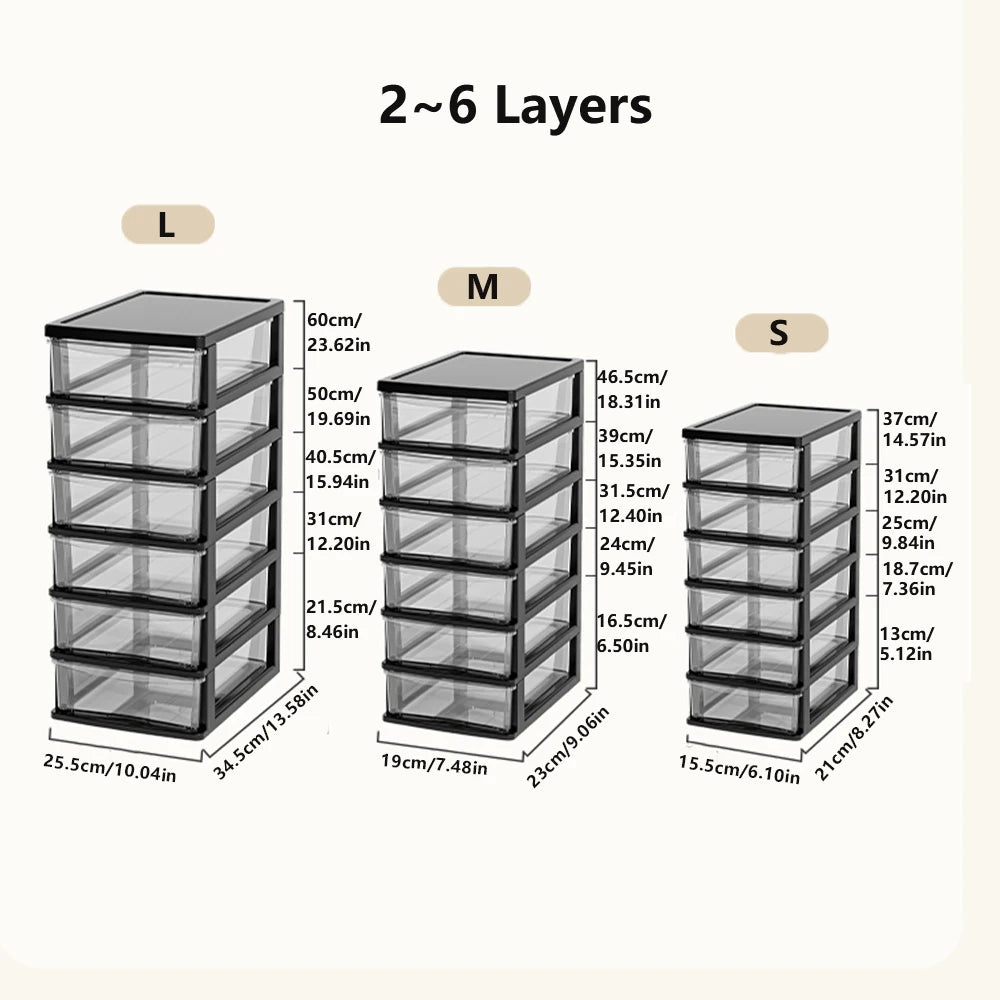 Clear Desktop Storage Box with Drawer – Heightened Organiser for Stationery & Cosmetics