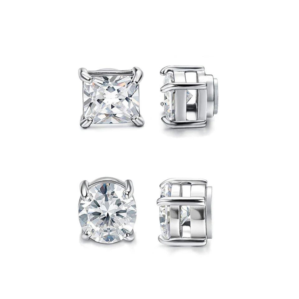 Punk round Zircon Magnetic Ear Studs Crystal CZ Non Piercing Jewelry for Men And Women Strong Magnet Clip Earrings
