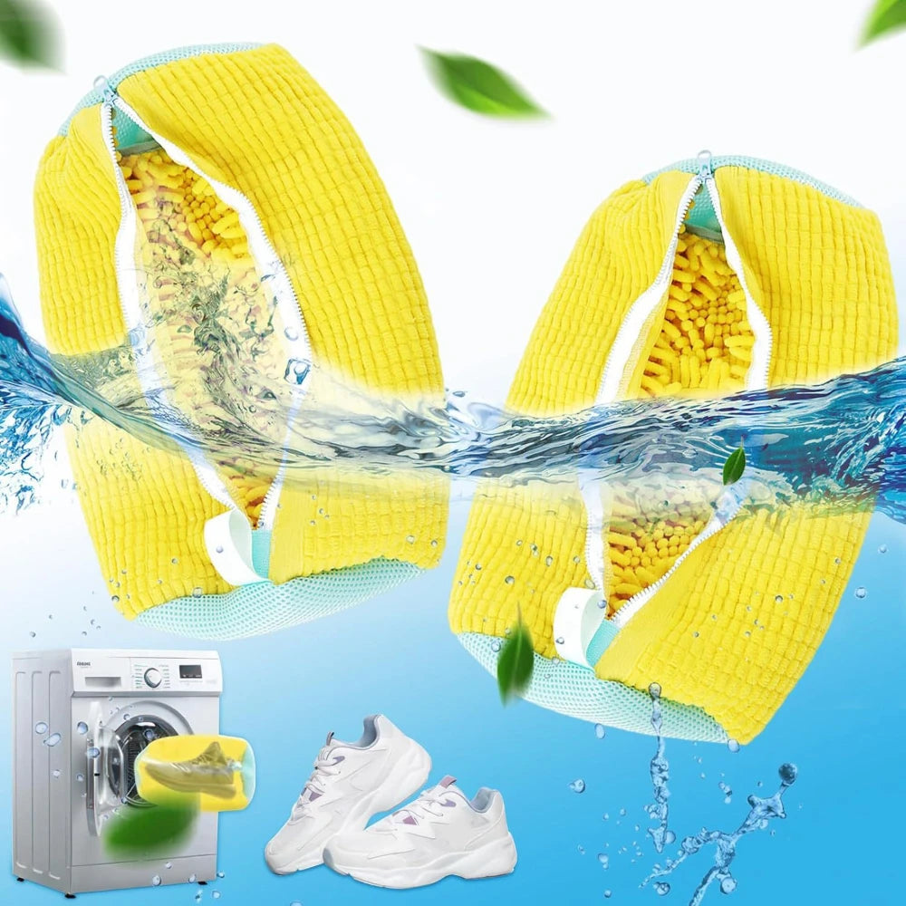 Durable Mesh Shoe Wash Bag with Zipper & Plush Lining - Protects Sneakers/Casual Shoes in Washing Machine, Reusable Laundry Bag