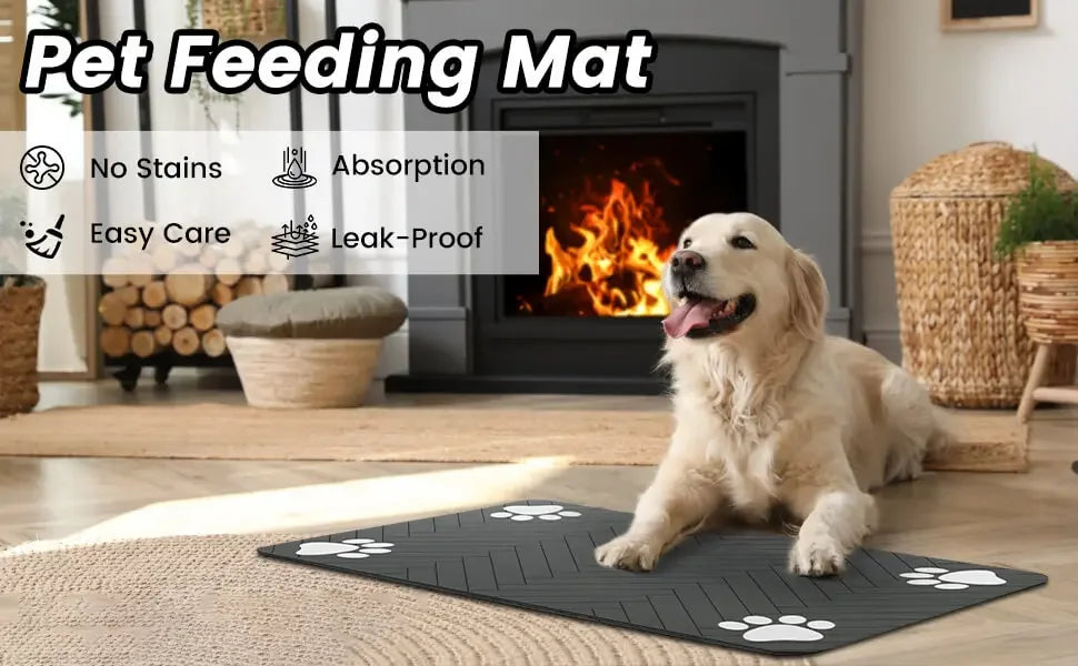 Absorbent Pet Feeding Mat – Waterproof Non-Slip Placemat for Dog & Cat Bowls