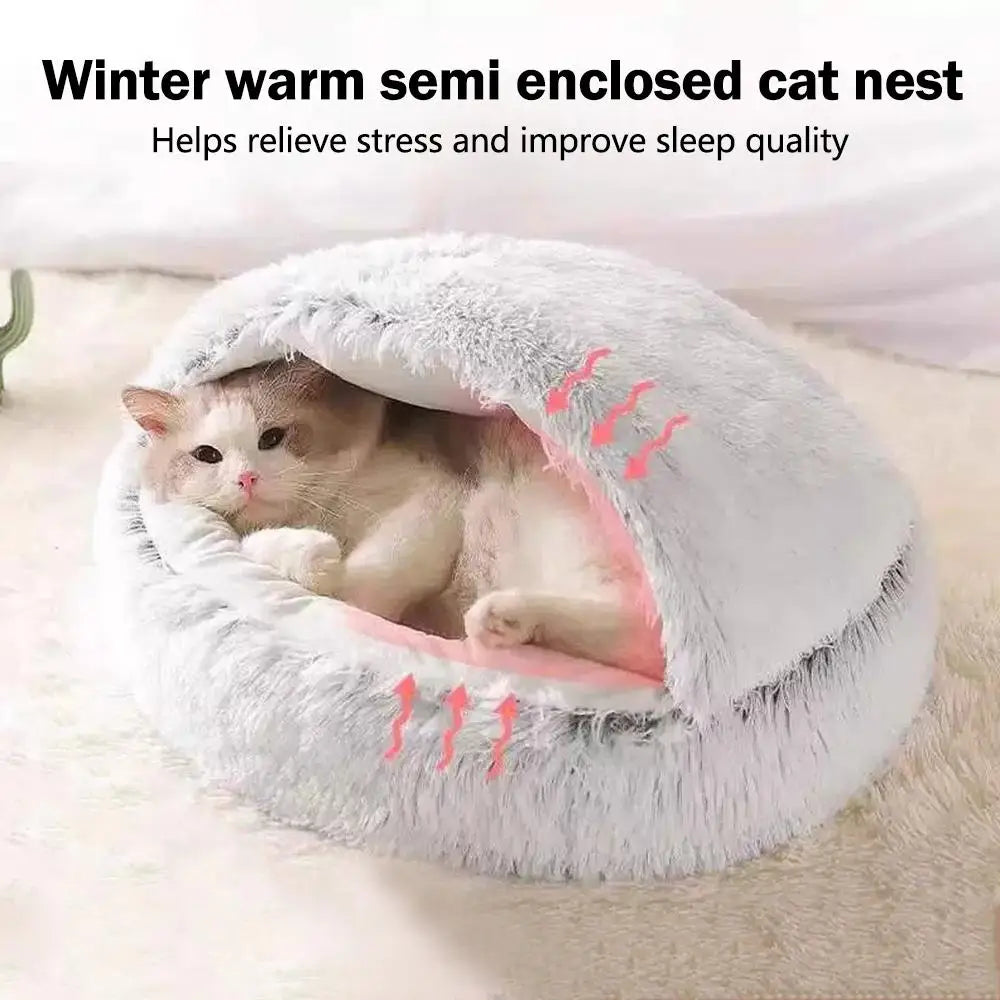 Winter Plush Pet Cat Bed Round Cat Cushion Cat House Warm Cats Basket Pet Sleep Bag Kitten Nest Kennel for Small Dog Cats