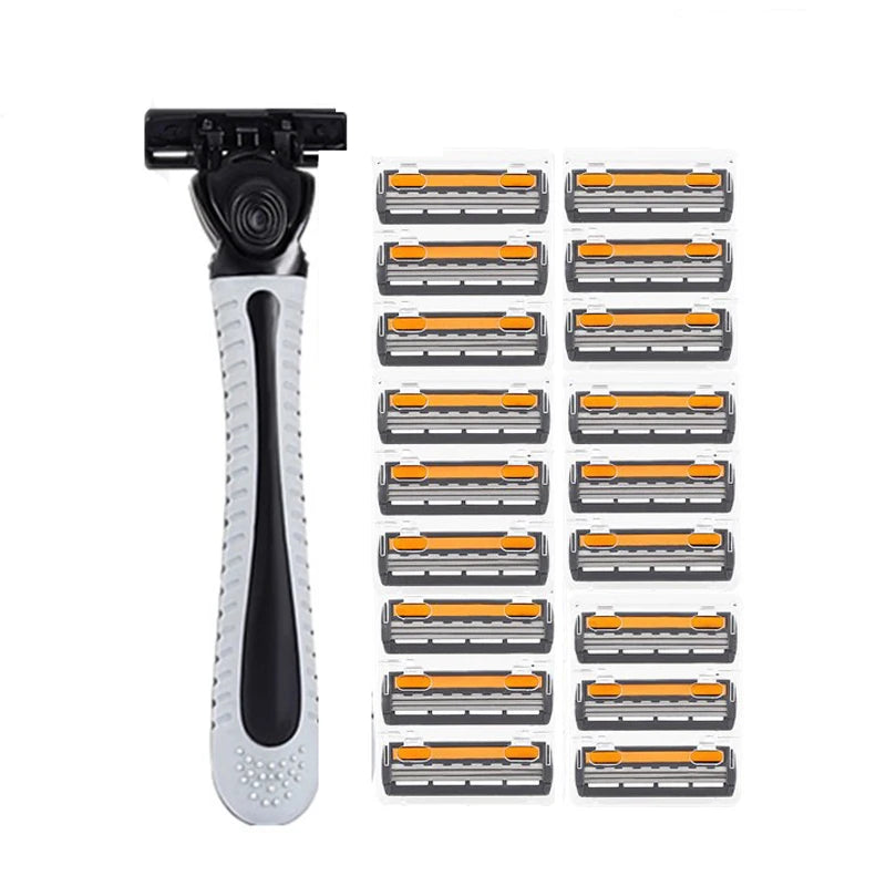 Men's Shaver Stainless Steel Shaving Three Layer Blade Shaver Reusable Razor Imported Blade Professional Barber Shaving Tools
