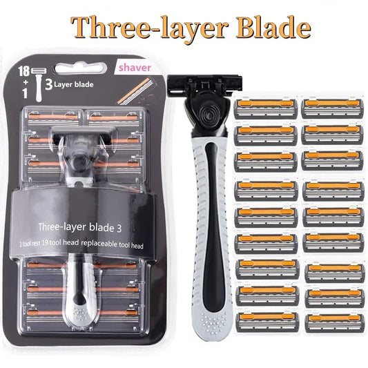 Men's Professional Triple-Blade Safety Razor – Reusable Stainless Steel Shaver