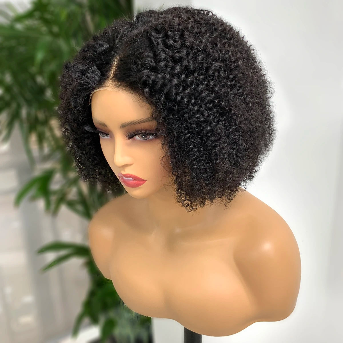 Kinky Curly Bob Wig – 180% Density 4x4 Lace Front Human Hair Afro Bob Wig for Women
