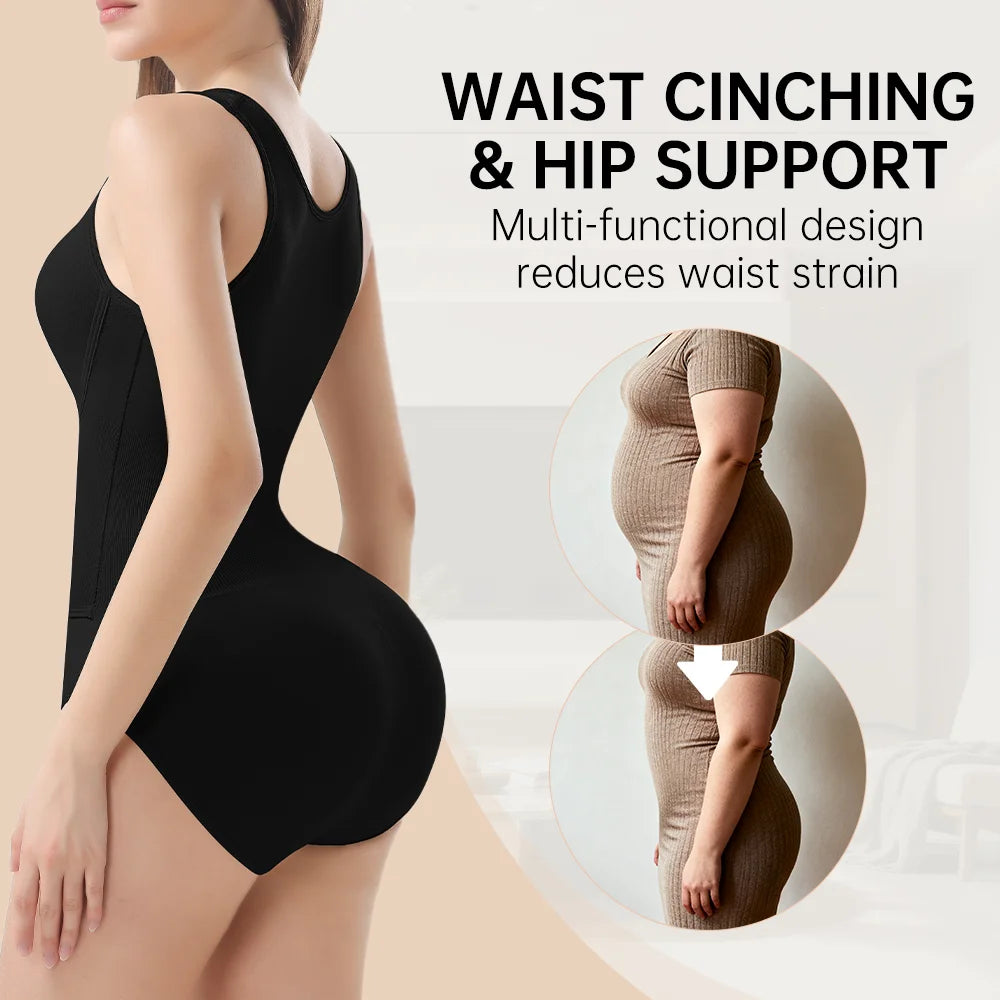 Women's Zippered Bodysuit Shapewear – Tummy Control Waist Trainer Corset Top