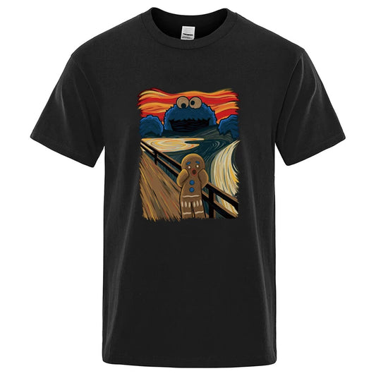 Men's 100% Cotton Graphic Print T-Shirt – Casual Loose O-Neck Tee