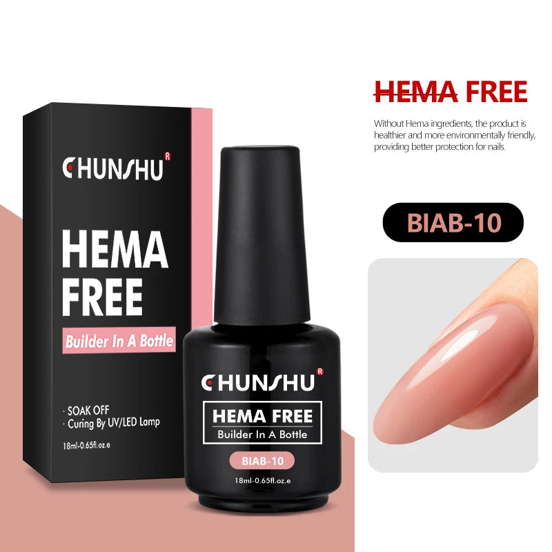 CHUNSHU Hema FREE Construction UV Gel 18ml Builder Nail Gel In A Bottle Semi Permanent Thick Rubber Base Gel Extension Nails Art