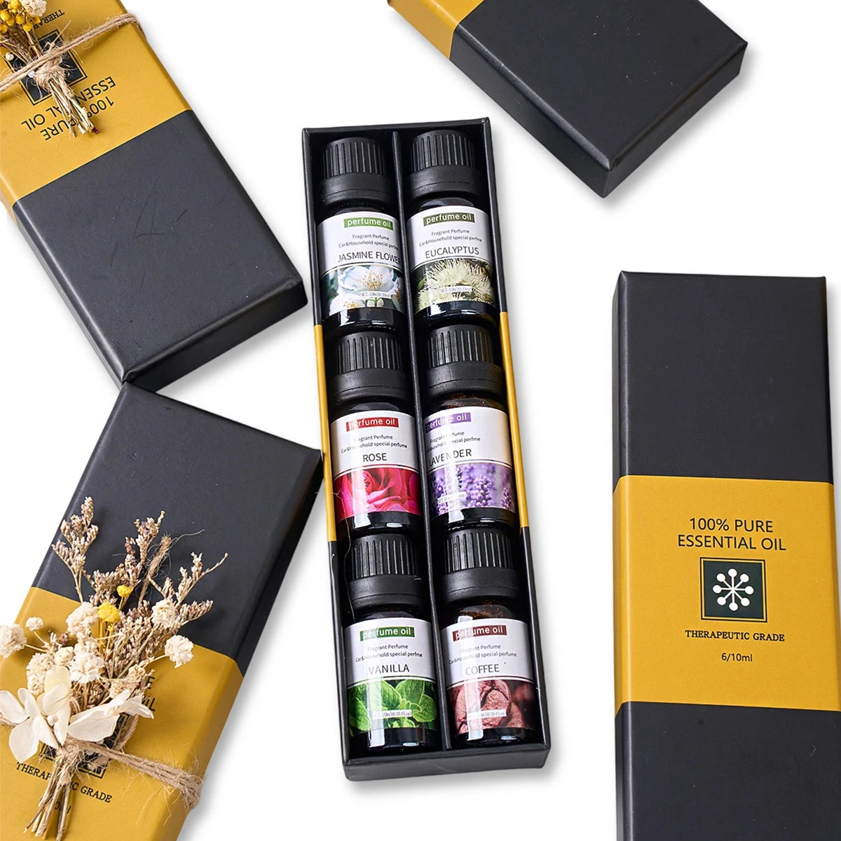 6-Piece Essential Oil Set – Natural Plant Water-Soluble Aromatherapy Oils for Diffuser