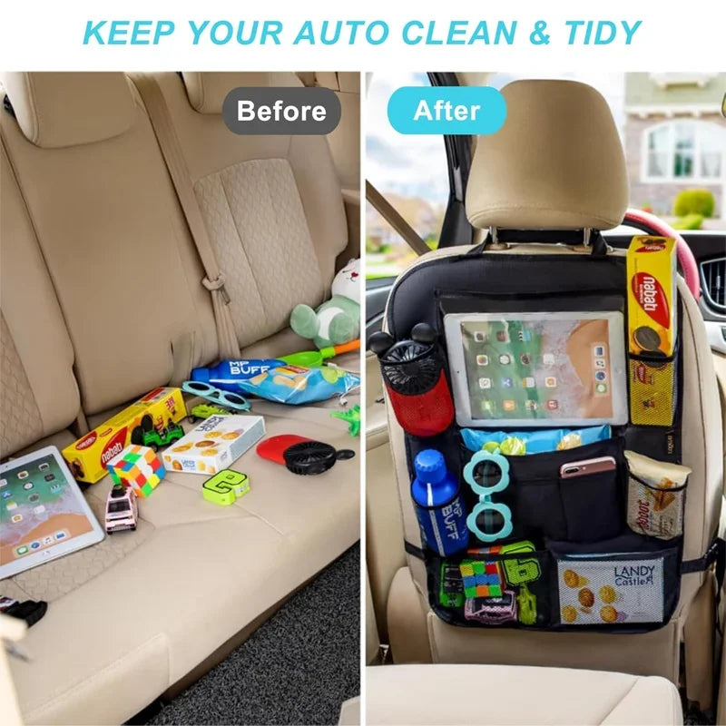 1/2PCS Car Seat Storage Bag Waterproof Durable Oxford Fabric with Touch Screen Tablet Holder Anti-Kick Seat Back Bag Auto Parts