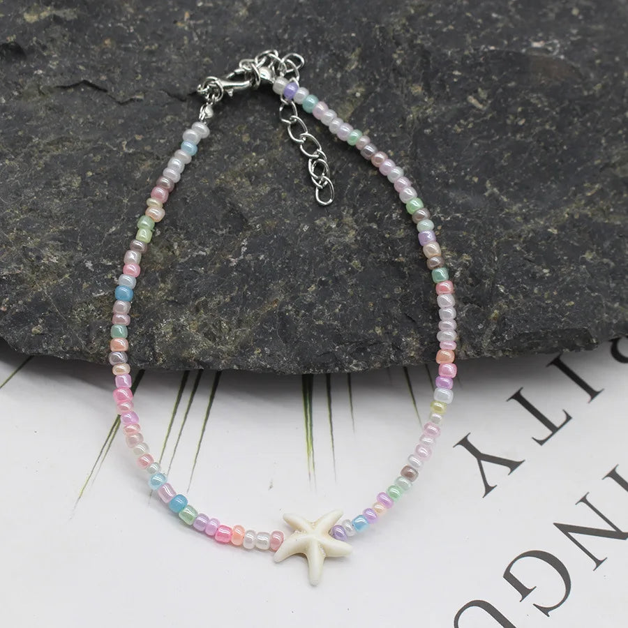 Handmade Seashell Beaded Choker – Starfish Pendant Ocean Inspired Necklace