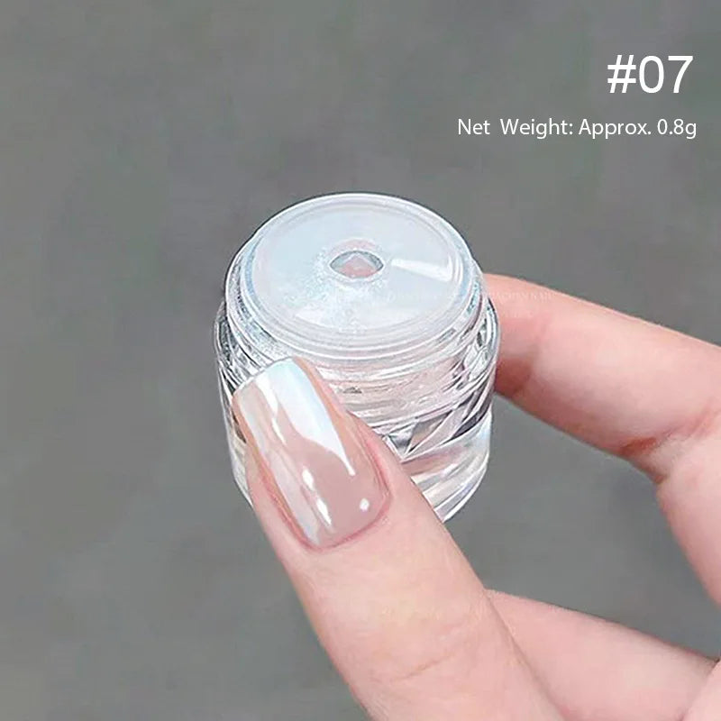Aurora Chrome Nail Powder – High-Gloss Moonlight Mirror Pearl Glitter Pigment