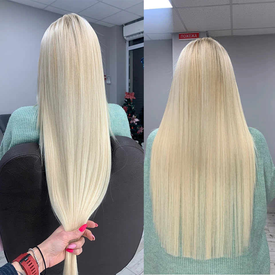 Bone Straight Synthetic Hair Bundles – Natural Super Long Yaki Straight Hair Weaving Extensions