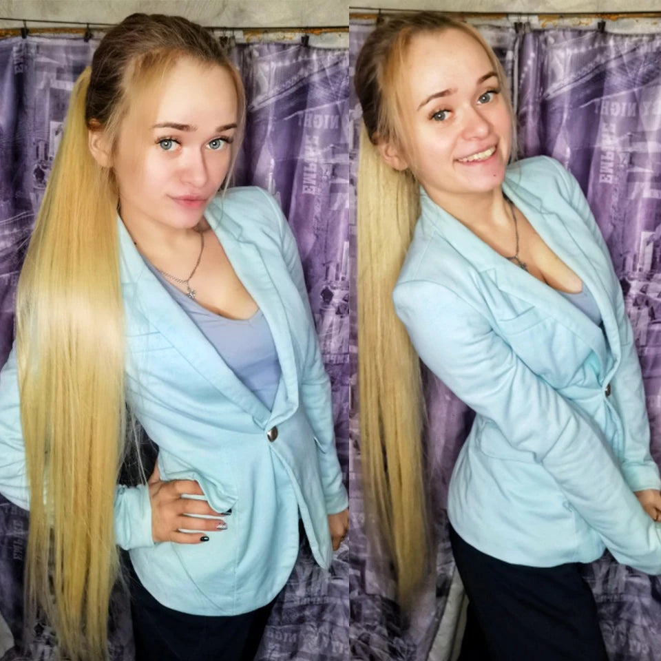 Bone Straight Synthetic Hair Bundles – Natural Super Long Yaki Straight Hair Weaving Extensions