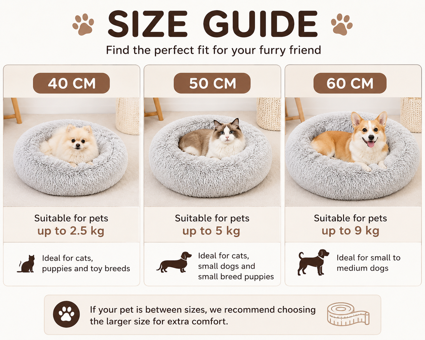 2-in-1 Cozy Calming Pet Bed for Dogs & Cats