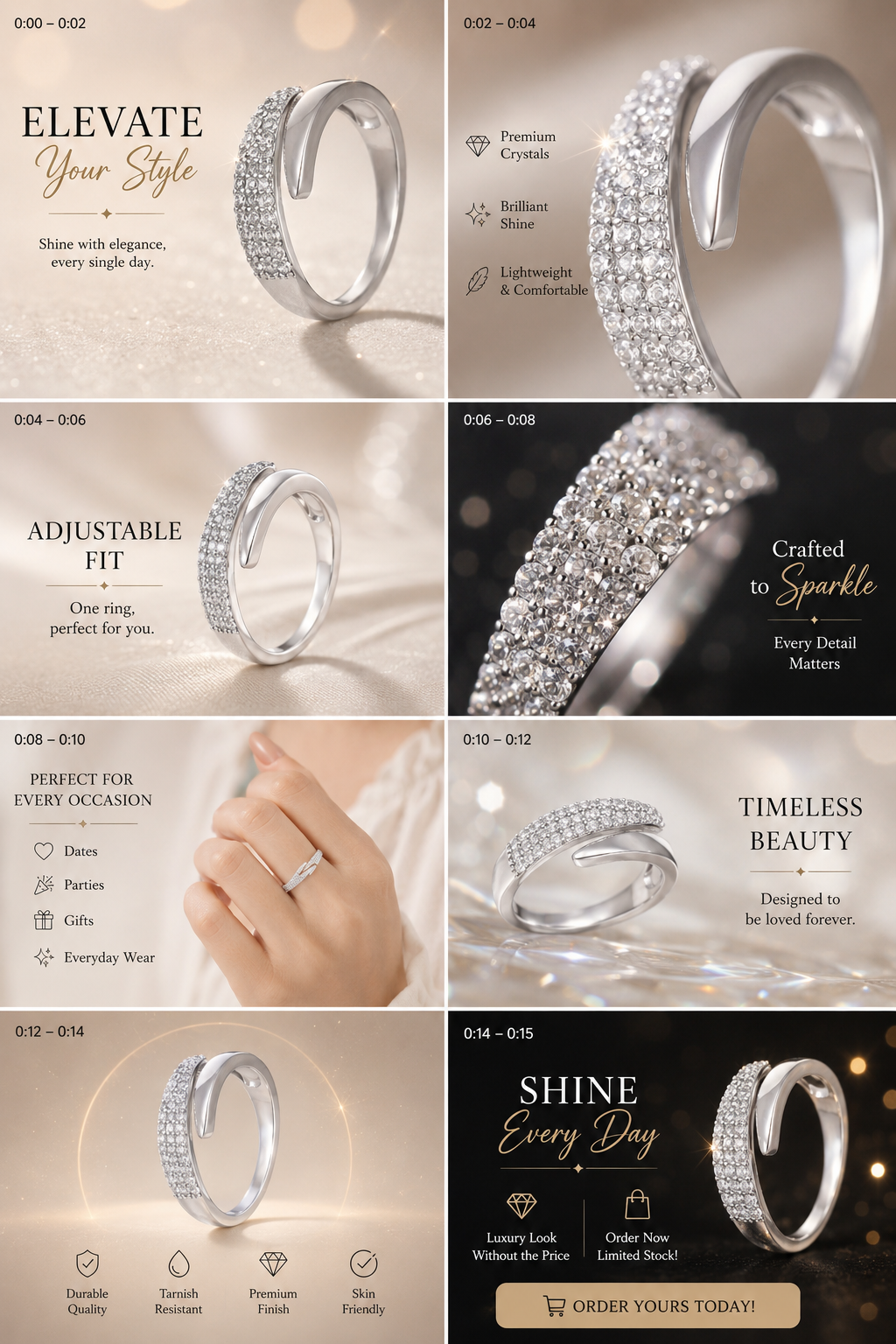 Elegant Adjustable Sparkle Ring